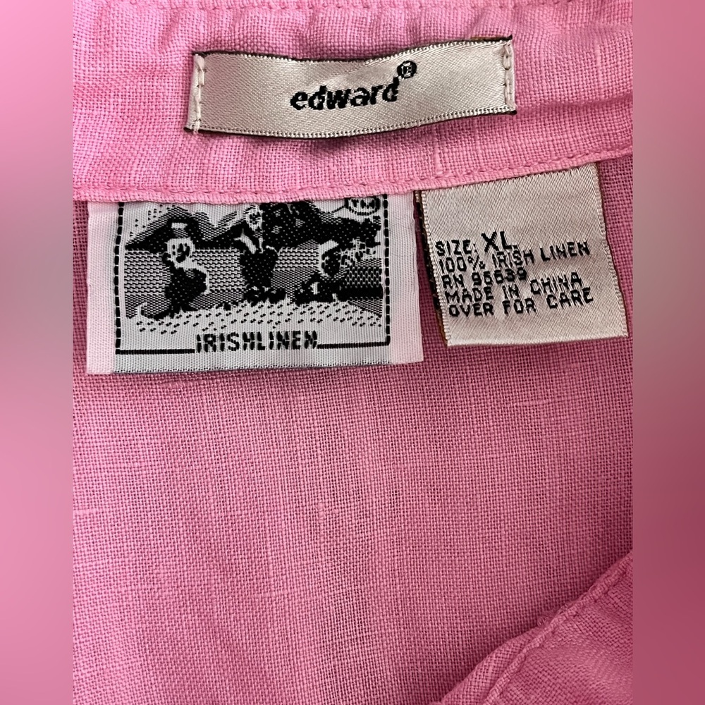 Edward Irish Linen Pink Embroidered Women's Top XL - Picture 5 of 8